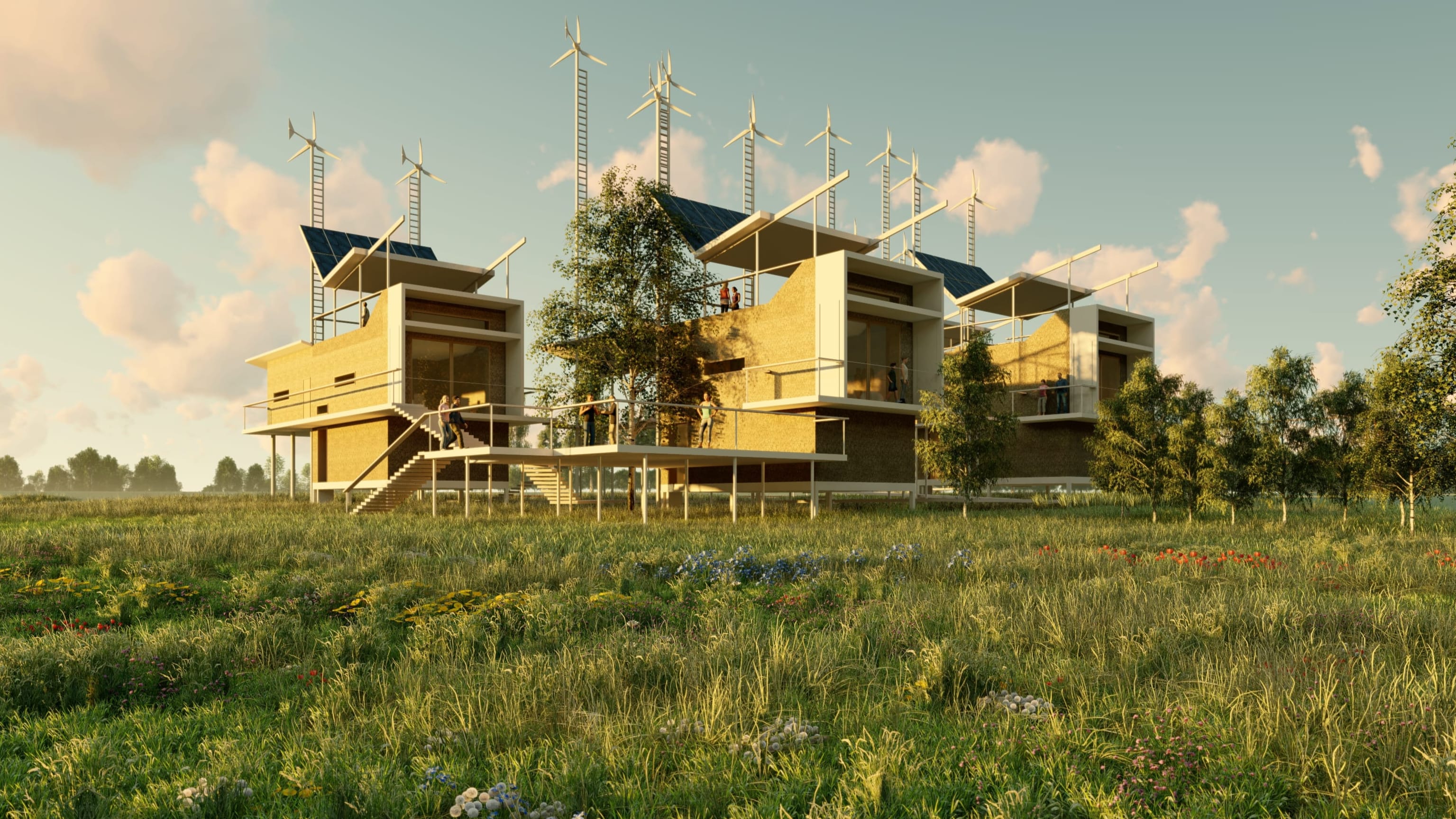 Autonomous homes with renewable energy systems in a natural setting